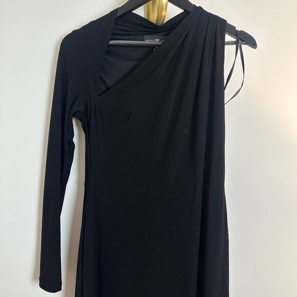BETSY & ADAM Asymmetric Single Long Sleeve Gown in Black Size US 8 - Picture 7 of 15
